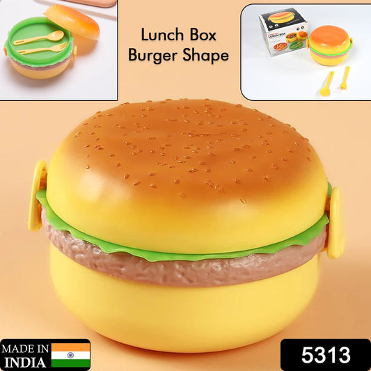 Burger Shape Lunch Box β Double Layer 1000ml Food Container with 2 Spoons for Kids