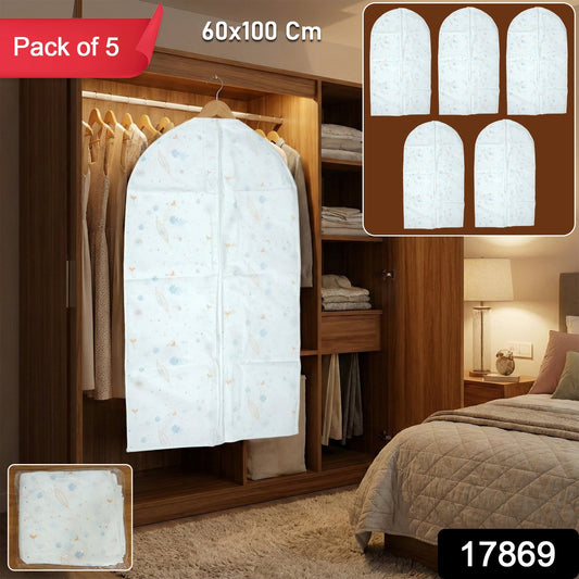 Pack of 5 Hanging Garment Cover Bags (60 Γ 100 cm)