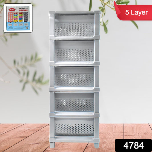 Multi-Purpose Anti-Slip 5 Layer Modular Drawer Storage System (68Γ33 Cm)